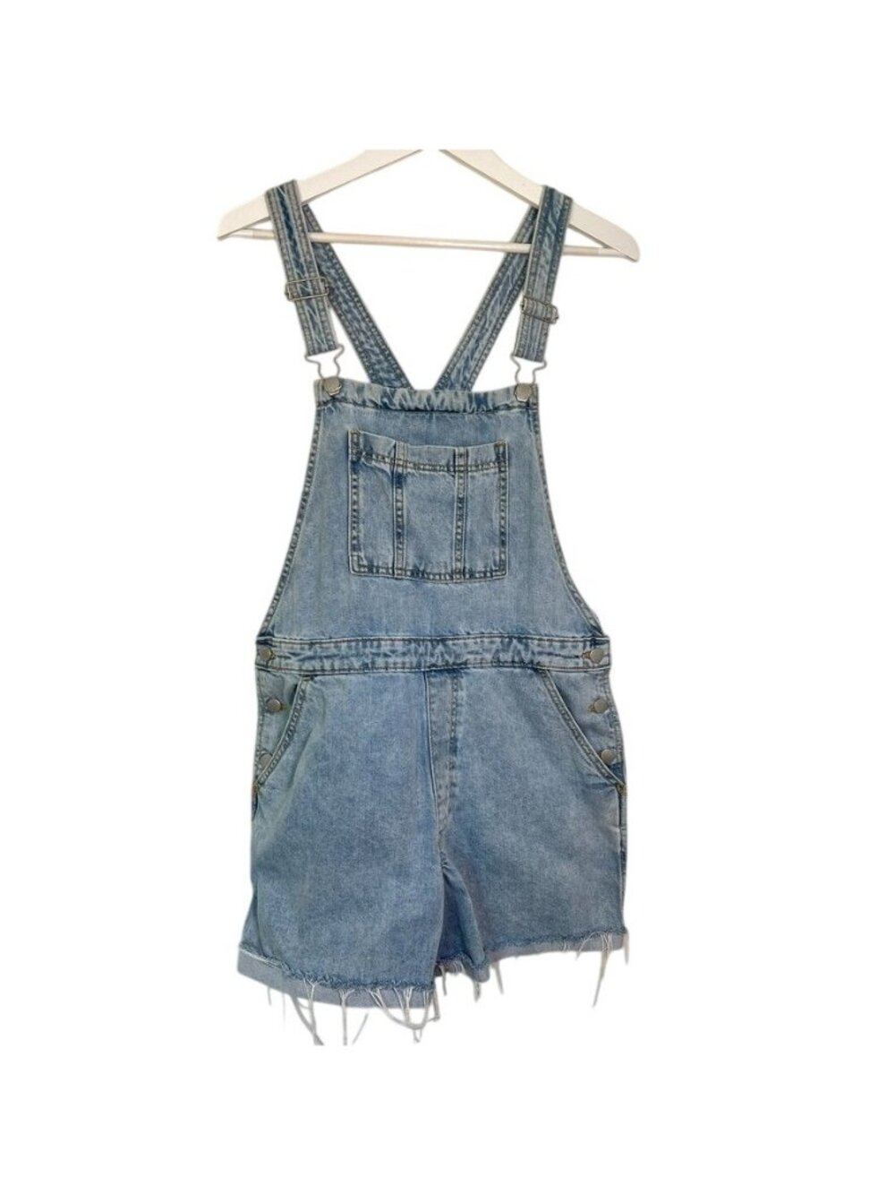 Women Sz 12 Denim Short Overalls Garden Raw Hem Jean Utility Farmcore Country